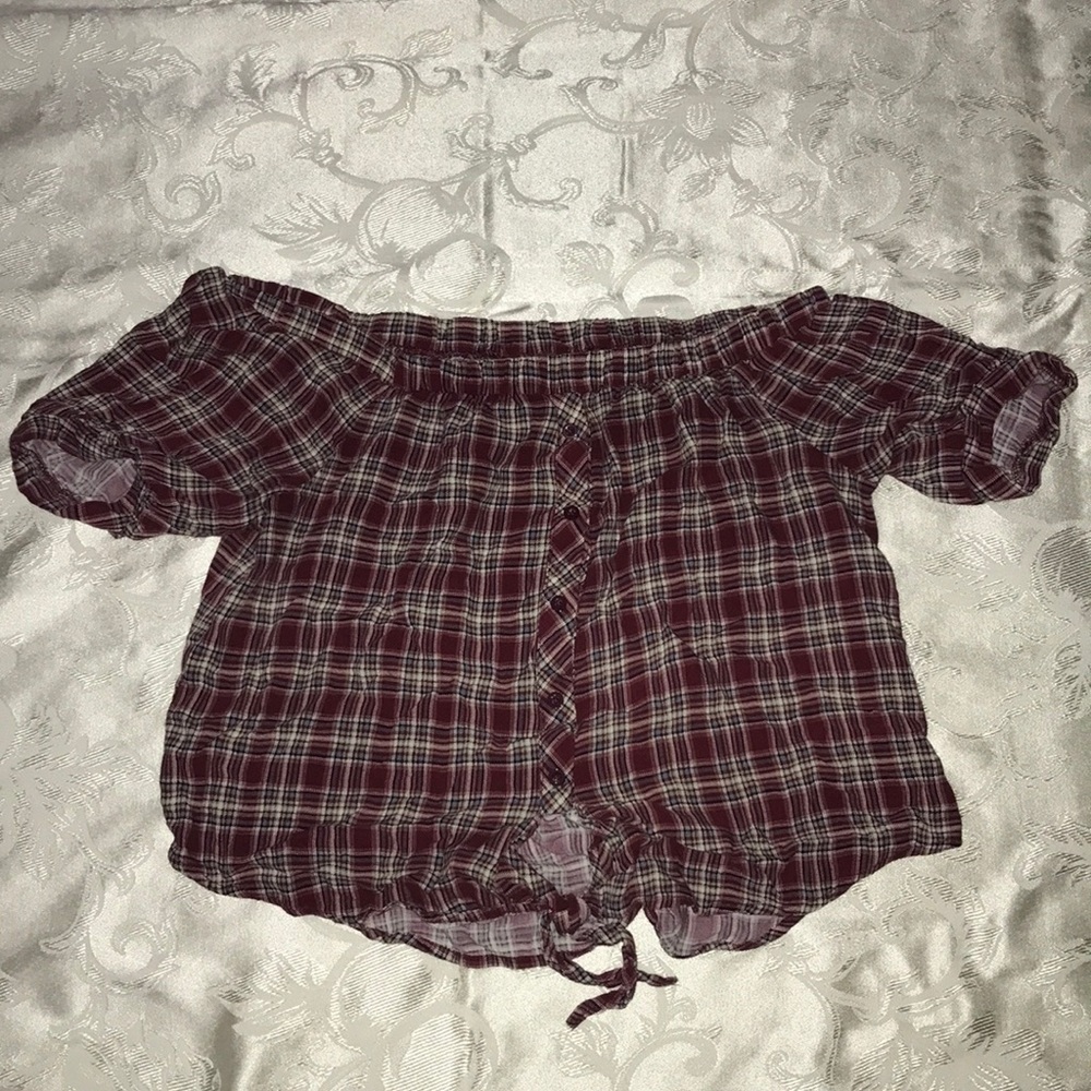 Off the shoulder plaid crop top